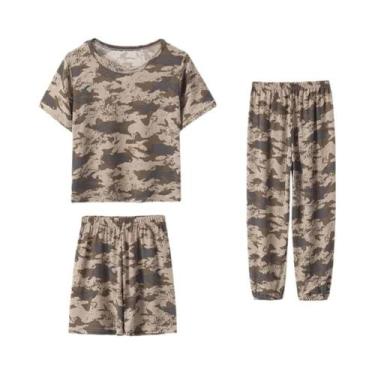 Imagem de Conjunto De Pijamas De Verão Para Crianças Com 3 Peças, Camiseta De Ma