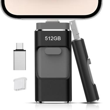 Imagem de Flash Drive de 512 GB [sem necessidade de aplicativo] destinado a celular, tablet, Android, telefone e computadores, bastão de foto 4 em 1 para memorando de telefone