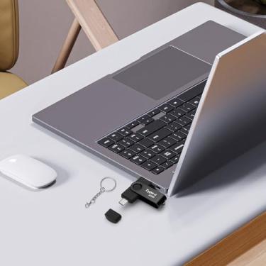 Imagem de Pen drive USB 3.0/USB-C 2 em 1 OTG giratório de 32 GB, pen drive, armazenamento de dados, pendrive, pen drive para smartphones/tablets/PC (preto)