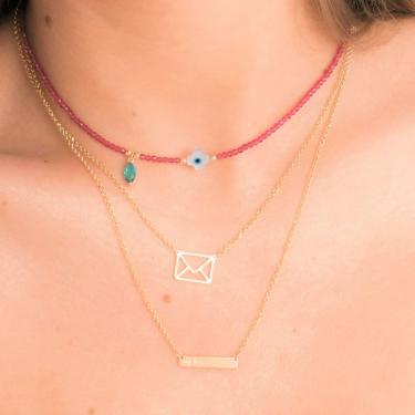 Imagem de Colar  Envelope  em Prata com e Ouro Colecao Cupido