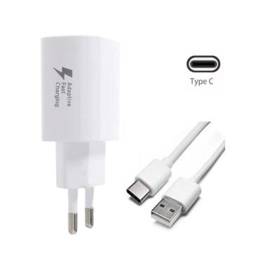 Imagem de Carregador Ultra Rapido Samsung Galaxy A20 A30 A50 com Cabo Type C Branco