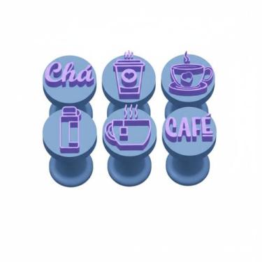 Imagem de Kit 6 Carimbos Cantinho do Café - Carimbos para Doces/Brigadeiros - Mo