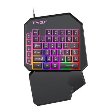 Imagem de Teclado para jogos com uma mão RGB retroiluminado 40 teclas, mini teclado portátil para jogos, controle ergonômico para PC Gamer