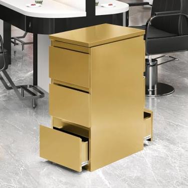 Imagem de Armário de armazenamento de salão de barbeiro de aço inoxidável - estação de estilo de 3 gavetas para cabeleireiros, spa de beleza e organização de ferramentas de tatuagem, armazenamento de