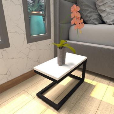 Imagem de Mesa De Cabeceira Industrial Branca Off White Canto Quarto Cabeceira Mesinha Cabeçeira Cabiceira