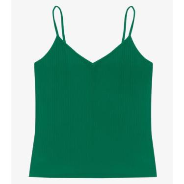 Imagem de Blusa De Alça Feminina Ribana Canelada Rovitex Verde, P, Verde