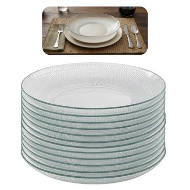 Imagem de Jogo 12 Prato Fundo De Vidro Gema Plus Transparente 22,5cm Class Home