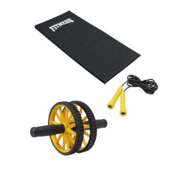 Imagem de Kit de acessorios para treino funcional-roda/corda/colchonete - LOJA R
