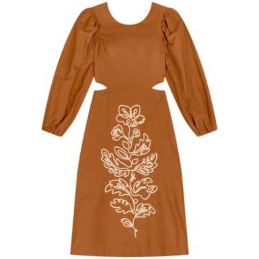 Imagem de Vestido Midi De Mangas Amplas Com Bordados Em Alto Relevo-Feminino