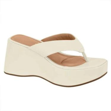Imagem de Sandália Feminino Vizzano Tamanco Anabela Conforto 6559106, 34, Branco