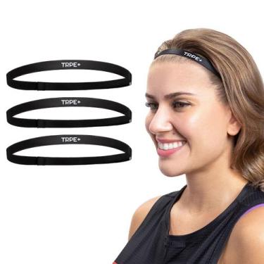 Imagem de Faixa Elástica Cabeça Preta Com Regulagem Tamanho - Kit Com 3 - Transp