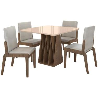 Imagem de Kit Mesa de Jantar Orquestra com 4 Cadeira Sinfonia em Linho - Loja Do