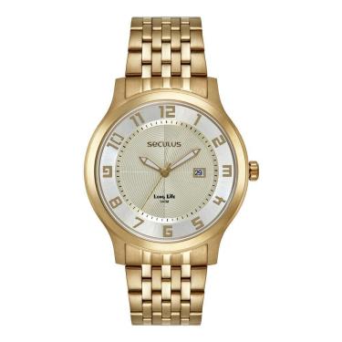 Imagem de Relógio Seculus Masculino Ref: 44265Gpsvda1 Social Dourado