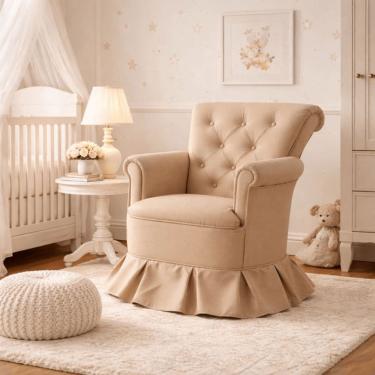 Imagem de Poltrona Amamentação Quarto Bebê Confortável Descanso Sala Leitura Suede Cor:suede Bege