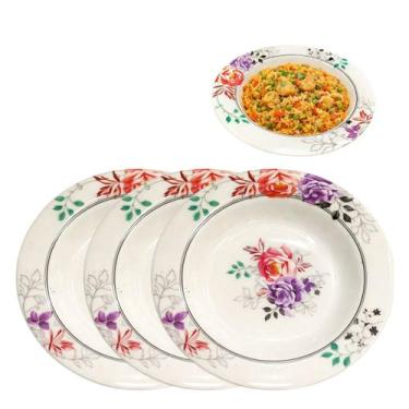 Imagem de 3 Pratos Fundo Melamina Floral 25cm Uso Restaurante - New Goods
