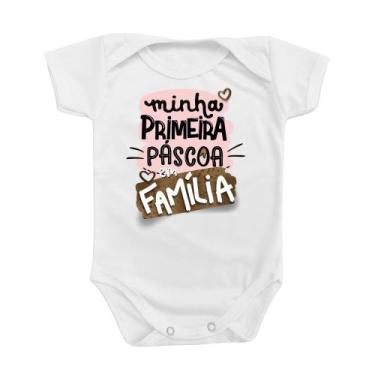 Imagem de Roupinha Body De Bebê Minha Primeira Páscoa em Família Rosa Menina Fof