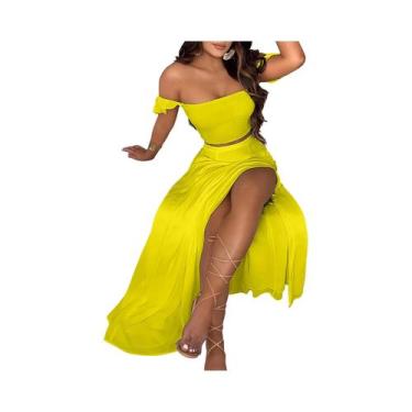 Imagem de Conjunto De Duas Peças Feminino Boêmio: Colete Elástico Ombro a Ombro 