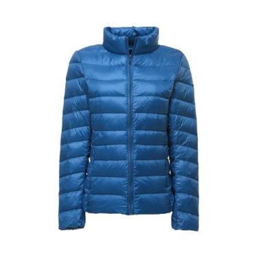 Imagem de Jaqueta Puffer Curta Feminina Com Gola Alta, Leve, Resistente À Água, 