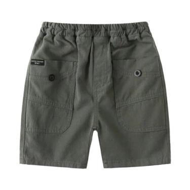 Imagem de Shorts De Algodão Para Meninos Pequenos, Marrom E Branco, 2-8 Anos, Ro