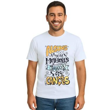 Imagem de Camiseta Melhores Amigos São Canções Personalizada - UseP4, Branco, Ad