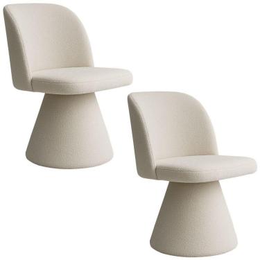 Imagem de Kit 02 Cadeiras De Jantar Giratória Liz Bouclé Off White - Nexta Casa