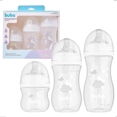 Imagem de Kit 3 Mamadeira Easy Flow Anticólica Buba 120 270 330ml Transparente N