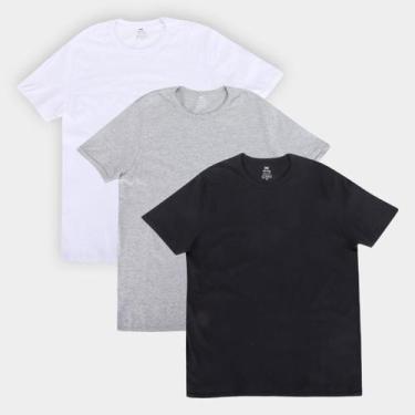 Imagem de Kit Camisetas Hering Básicas Com 3 Peças Masculinas, Branco, Preto, GG