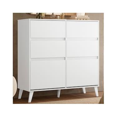 Imagem de Cômoda Sapateira Palumóveis Dora 4 Gavetas e 2 Portas Basculantes