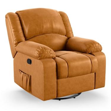 Imagem de Poltrona Do Papai Reclinável Melim Glider Giratória Corino Mel Pu Whisky D'Rossi