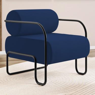 Imagem de Poltrona Decorativa Orgânica Living Miska Veludo Azul Azul Marinho Desk Design