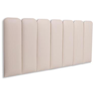 Imagem de Cabeceira Casal Kit 7 Placas Modelo Arredondada para Cama com Fixação na Parede em MDF com Corino