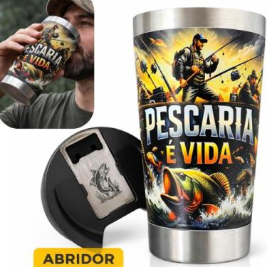 Imagem de Copo Térmico 500ml Inox Para Cerveja Gelada Copo Para Pescador Present