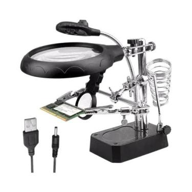 Imagem de Lupa De Soldagem 5X-8X Com 5 Luzes LED, Lente De Aumento Com Clipe, Co