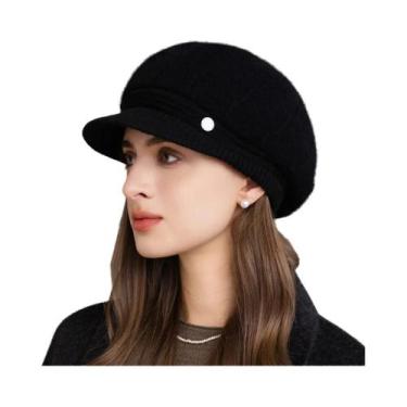Imagem de Chapéu De Inverno Feminino Da Moda: Gorro De Tricô Elegante Com Forro 