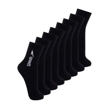 Imagem de Kit com 8 Pares de Meias Esportiva Cano Médio Speedo 8032, Preto, 39-4