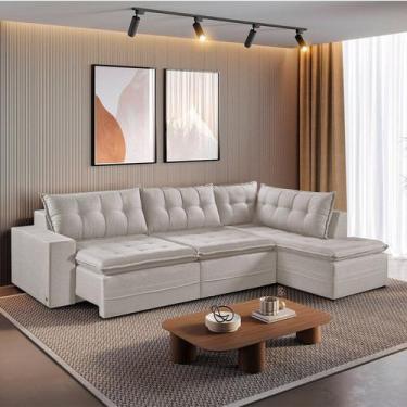 Imagem de Sofá Retrátil 6 Lugares 315cm com Chaise a Direita de 91cm Presidente 