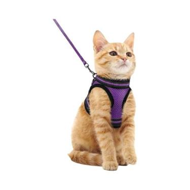 Imagem de Coleira E Guia Anti-Fuga Para Gatos: Colete Ajustável E Macio Com Faix