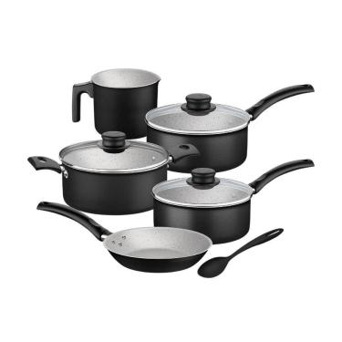 Imagem de Jogo De Panelas 6 Peças Turim Preta Antiaderente Tramontina