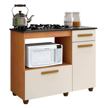 Imagem de Balcão Para Cooktop 5 Bocas Com 2 Portas E 1 Gaveta Violeta Em Mdp Nature/off White