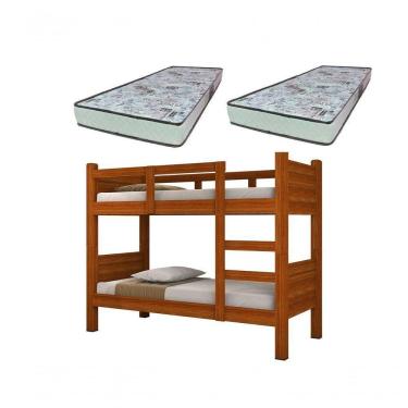 Imagem de Beliche Solteiro Porto com 2 Colchões D-23 em Madeira Amadeirado