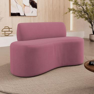 Imagem de Sofá Compacto Moderno Orgânico Sora 100cm Suede Rosa - Desk Design