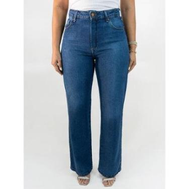 Imagem de Calça Feminina Wide Leg Jeans Tradicional Algodão Alta Anticorpus-Feminino
