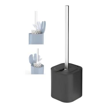 Imagem de Escova para Vaso Sanitário Dual Com Suporte e Tampa 38x11cm - OU, Pret