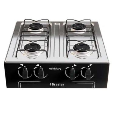 Imagem de Fogão Cooktop de Mesa Portátil a Gás 4 Bocas Braslar Asiático Junior, 