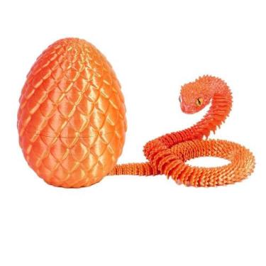 Imagem de Brinquedo Articulado Cobra Dragão com Ovo  Flexível Anti-Stress e Deco
