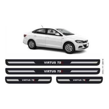 Imagem de Soleira De Porta Protetora Vw Virtus 2018 - Kit Preto 8pç - Resitank