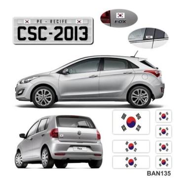 Imagem de Adesivo Kit Resinado Bandeira Coreia Placa Coluna Traseira - Resitank