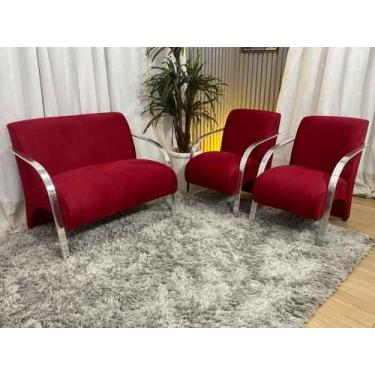 Imagem de Conjunto Poltronas Braço Alumínio Vermelho 608 México - Alpoim