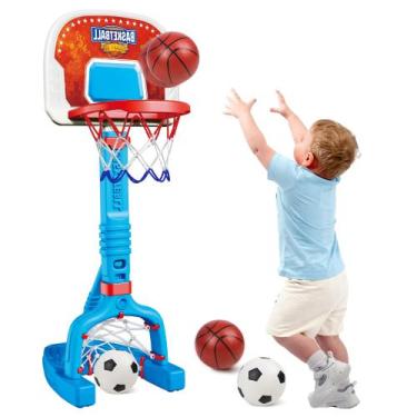 Imagem de Aro de basquete ajustável PJG para crianças pequenas com 4 bolas