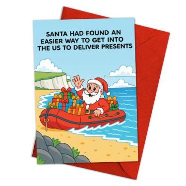 Imagem de Cartão de Natal Engraçado do Papai Noel Podagree 13x21 cm com Envelope
